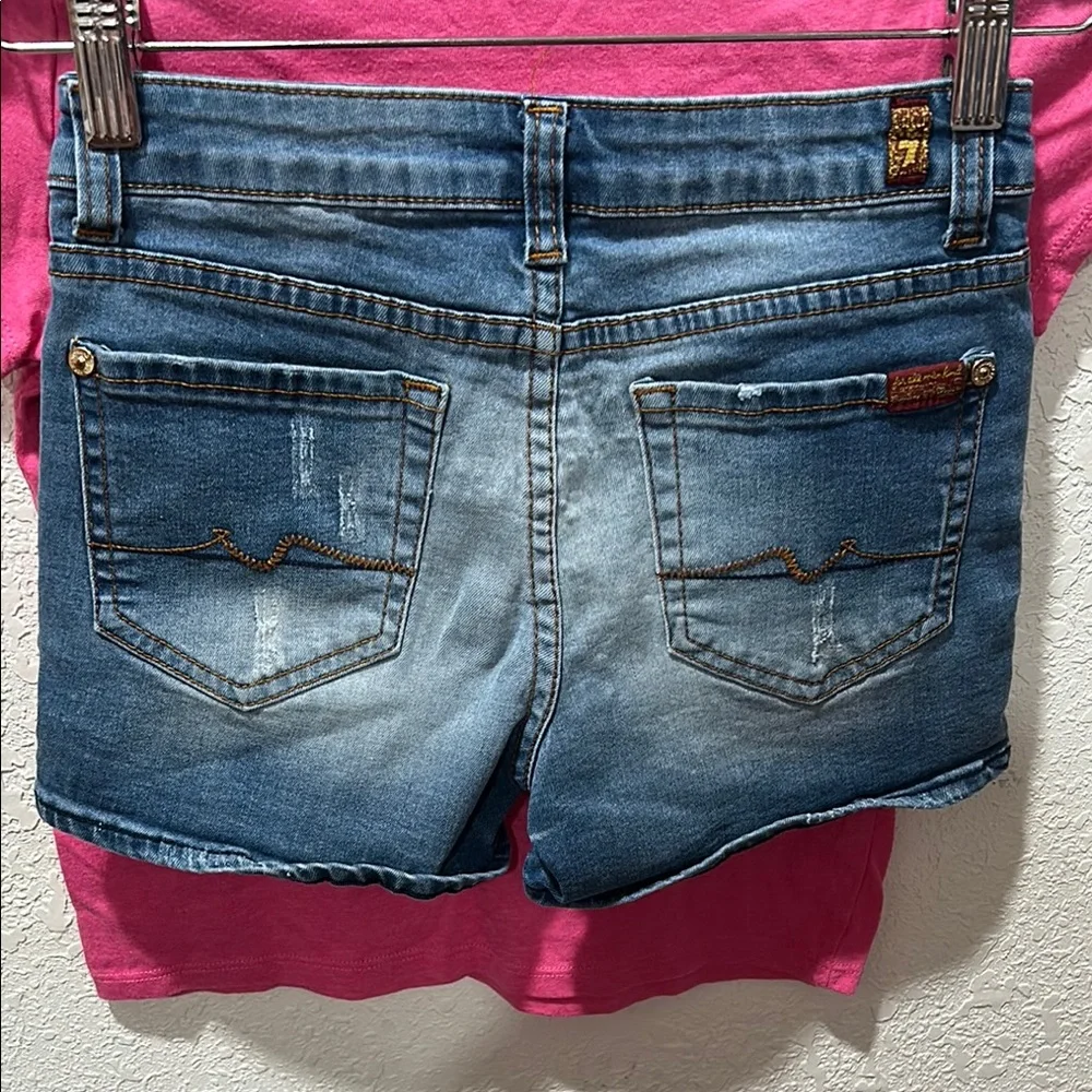 7 For All Mankind blue shorts&Old Navy Pink top Size10 GUC SET
